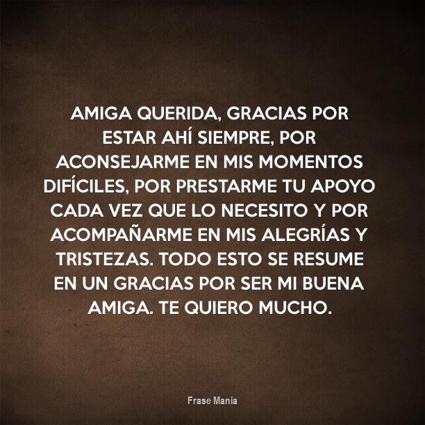Cartel para Amiga querida, gracias por estar ahí siempre, por