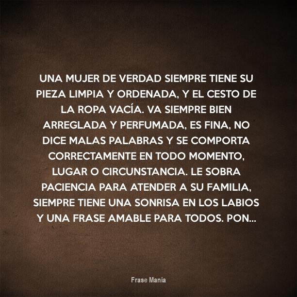 Cartel para: Una mujer de verdad siempre tiene su pieza limpia y
