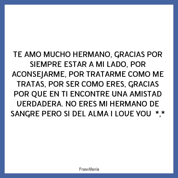 Cartel para TE AMO MUCHO HERMANO, GRACIAS POR SIEMPRE ESTAR A MI LADO
